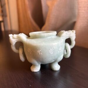 Vintage Fine Chinese Celadon Jade incense Censer Qing Dynasty- READ DESCRIPTION